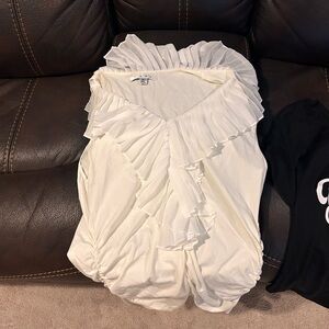 CAbi Cream Ruffled Blouse